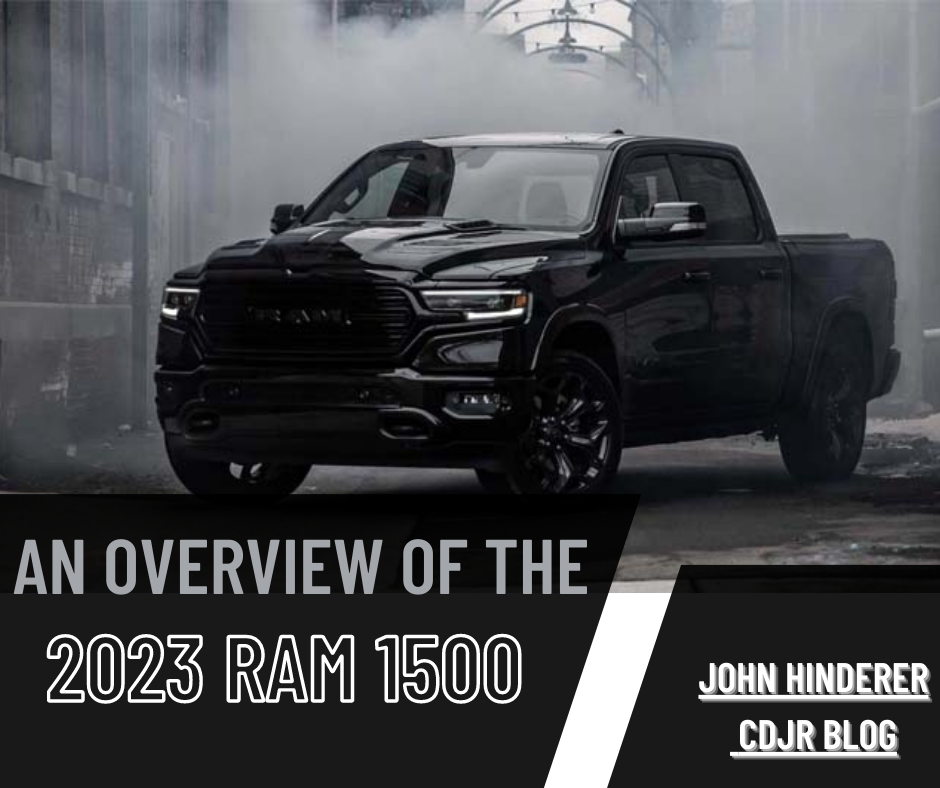 A photo of a ram 1500 with the text: An Overview of the 2023 RAM 1500